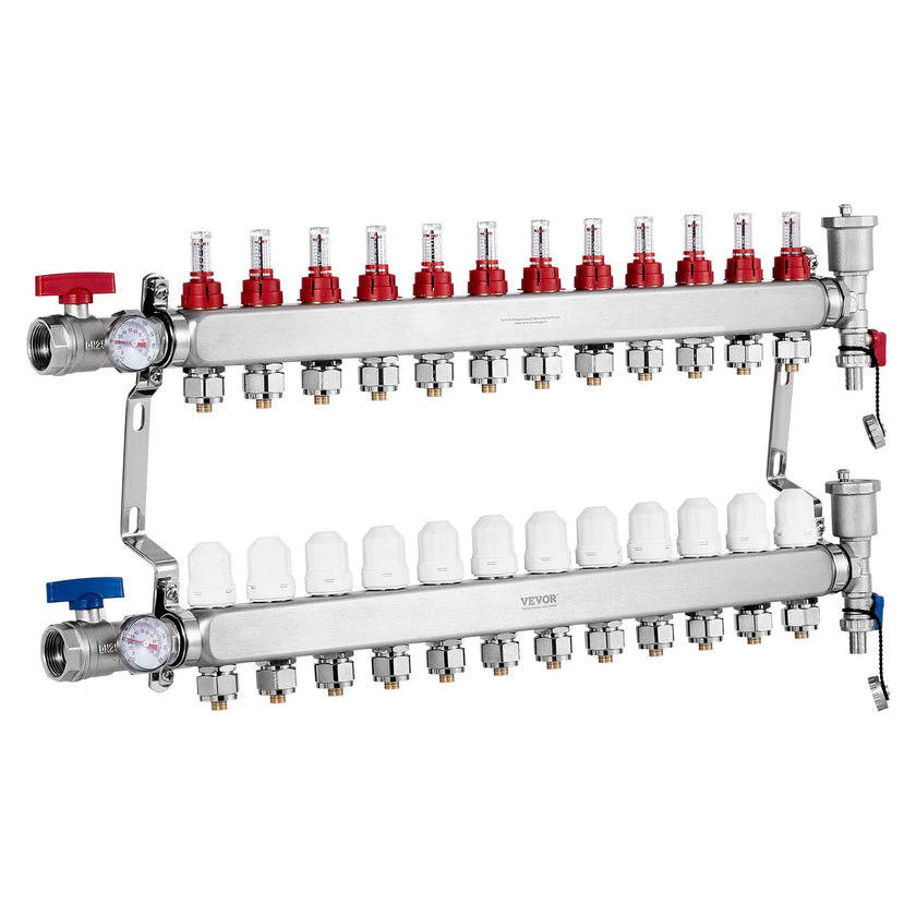 VEVOR 12-Branch Radiant Heat Manifold 1/2
