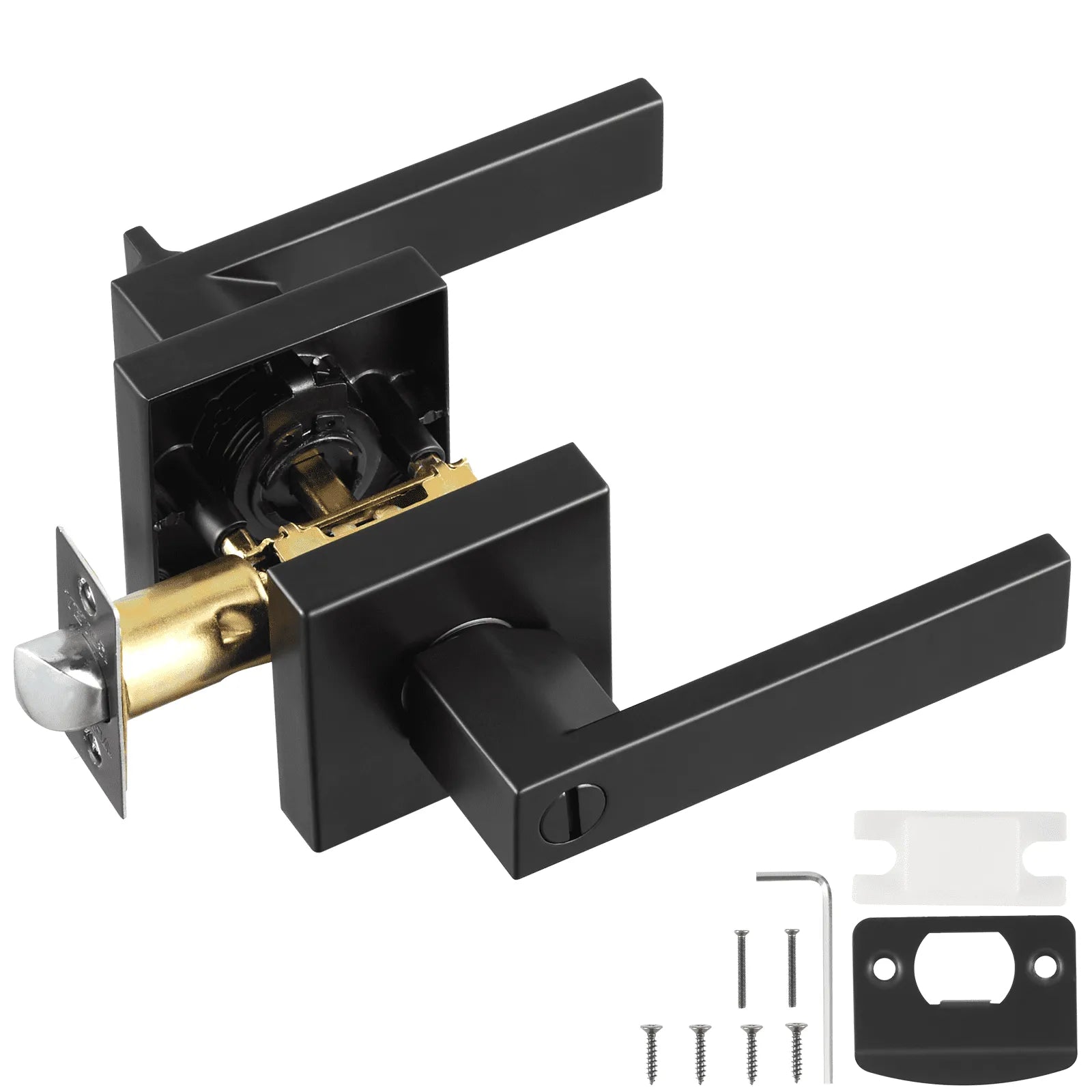 Privacy Door Handle 10 PCS Matte Black Square Door Lever Interior Reversible