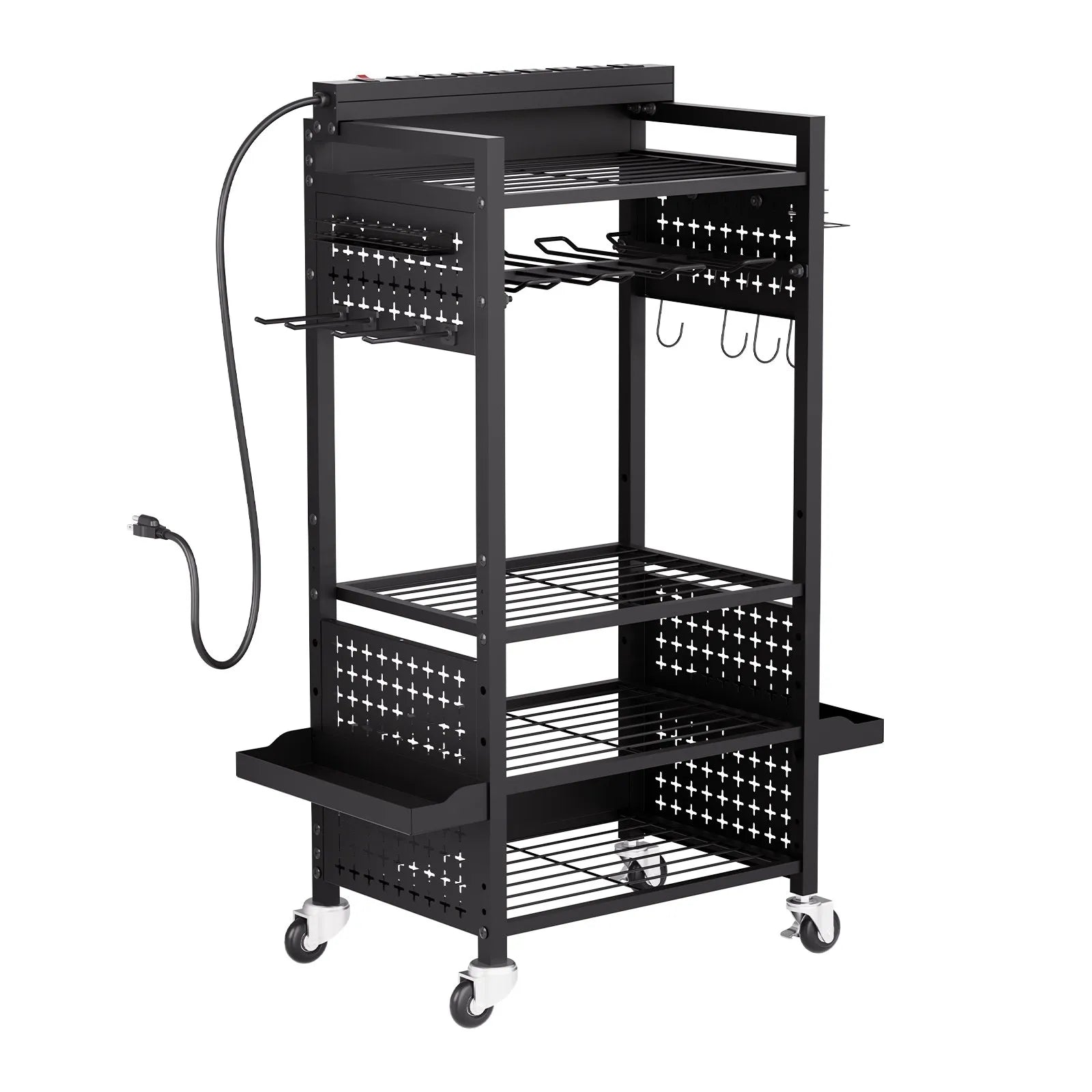 VEVOR 5-tier Tool Organizer Cart with Charging Station Garage Cart on Wheels