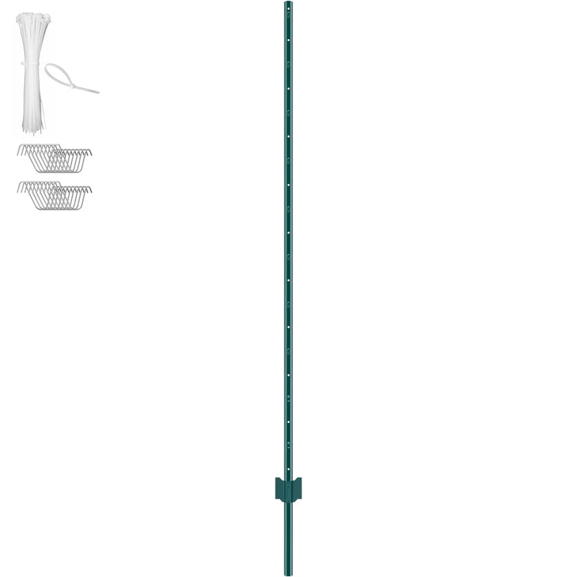VEVOR 6 Feet Fence Post 6 Pack T-Post Heavy Duty Metal Fence Posts Green