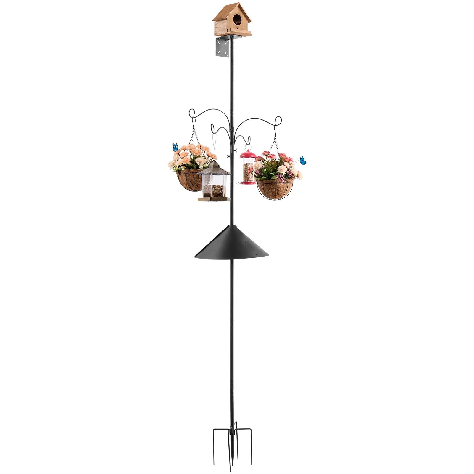 VEVOR 92 Inch Bird Feeding Station 4 Hook Wild Bird Feeder Stand Pole