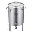 VEVOR 304 Stainless Steel Kettle, 16 GALLON Beer Brew Fermentor, Brew Bucket Fermentor for Brewing, Home Brewing Supplies with Base, Kettle Stock Pot Includes Lid, Handle, Valve, Spigot, Thermometer