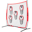 VEVOR 6 x 6 ft Football Trainer Throwing Net, Training Throwing Target Practice Net with 5 Target Pockets, Knotless Net Includes Bow Frame and Portable Carry Case, Improve QB Throwing Accuracy, Red