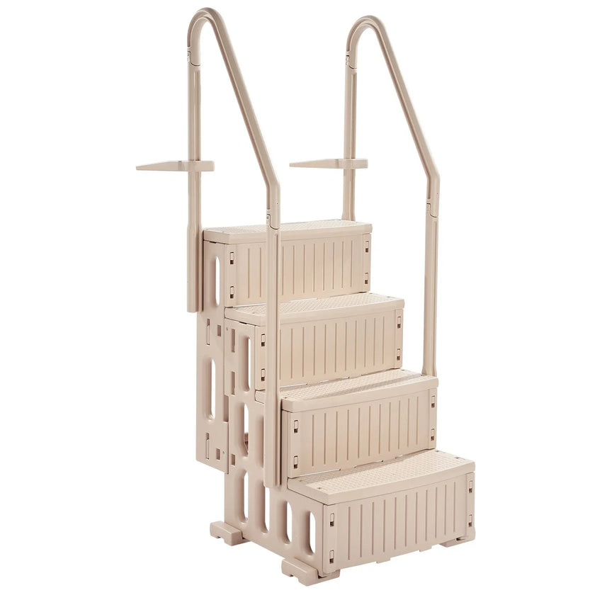 VEVOR 4-Step Taupe Pool Ladder of 2 Handrails Supports 400 lb for 48-54 In Pools