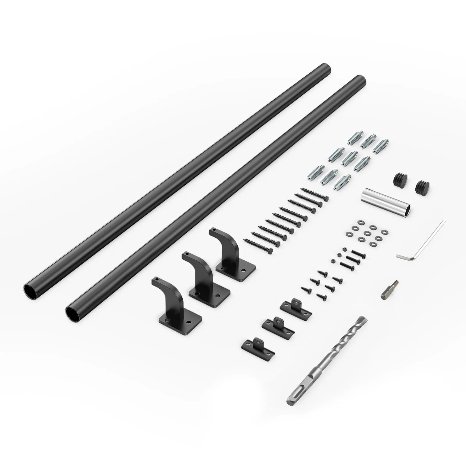 VEVOR 6ft Wall Mounted Stair Handrail Black Aluminum Indoor Outdoor Railing