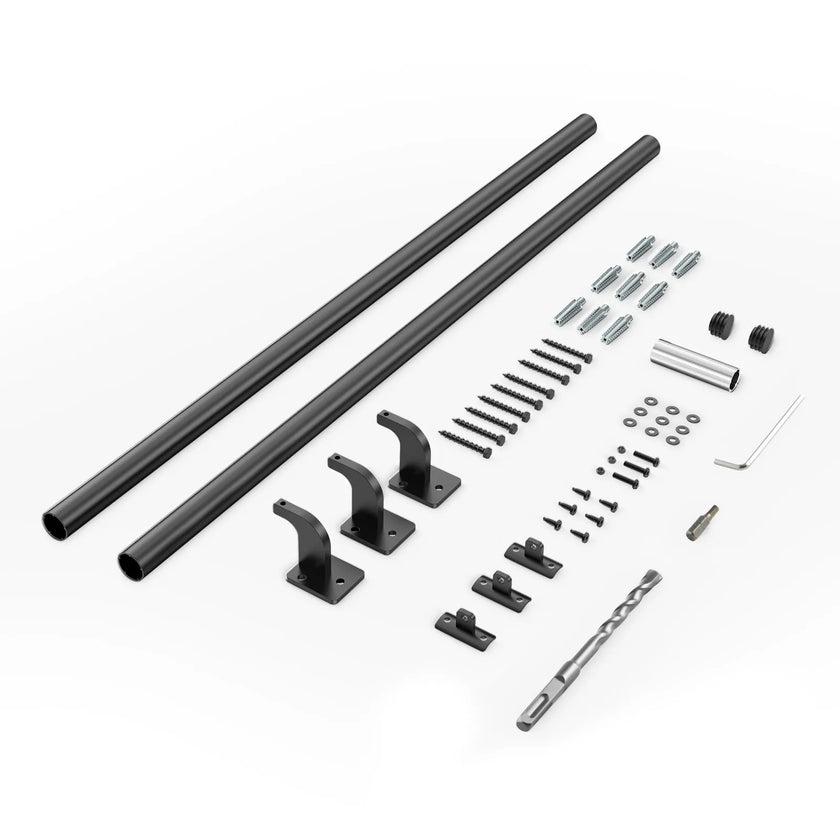 VEVOR 6ft Wall Mounted Stair Handrail Black Aluminum Indoor Outdoor Railing