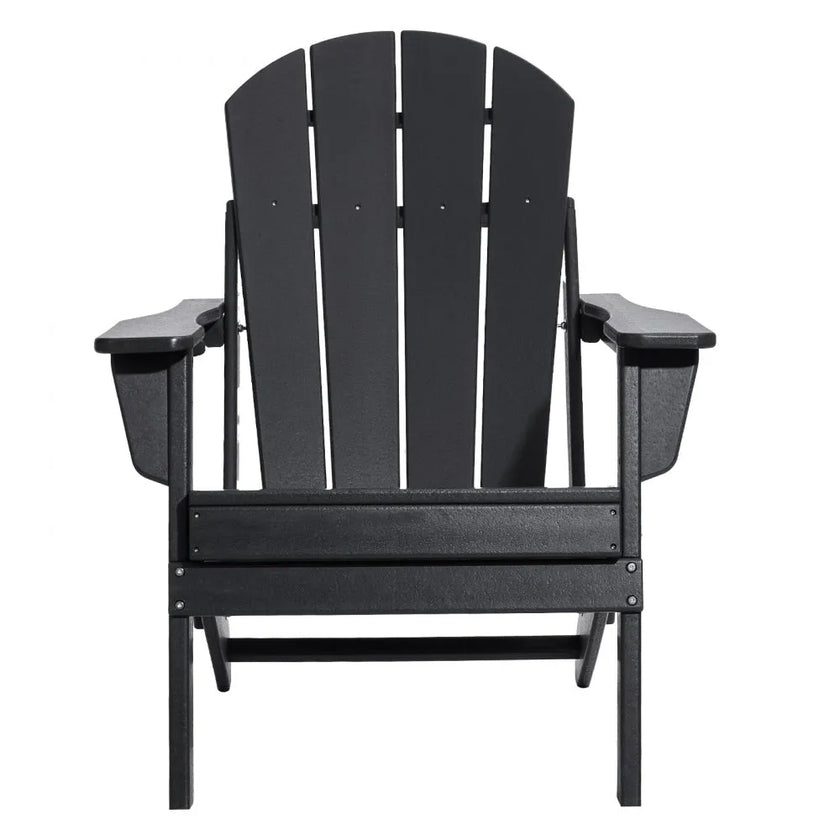 VEVOR Adirondack Chair Plastic Set of 2 All-Weather Folding Fire Pit Black