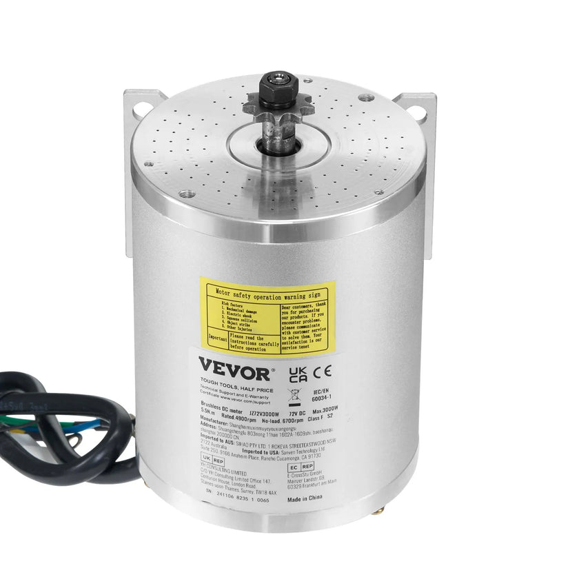 VEVOR 3000W Electric Brushless DC Motor Kit 72V 4900rpm with Speed Controller