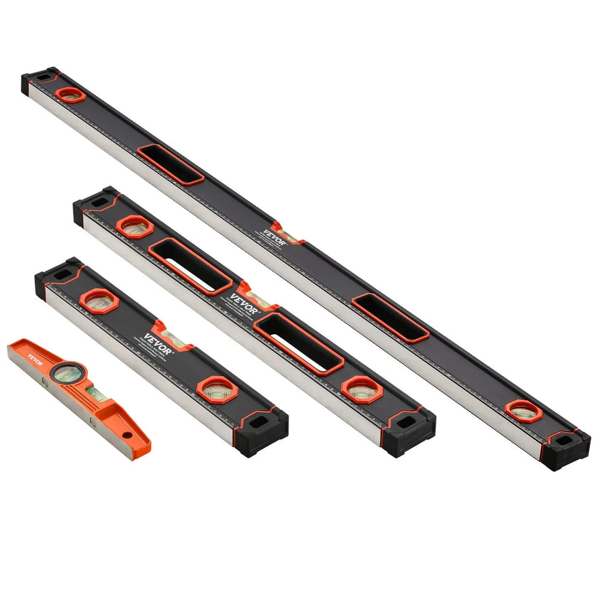 VEVOR 4-Piece Torpedo Level 48/24/16/10 In Aluminum Alloy Body with Bubble Vials