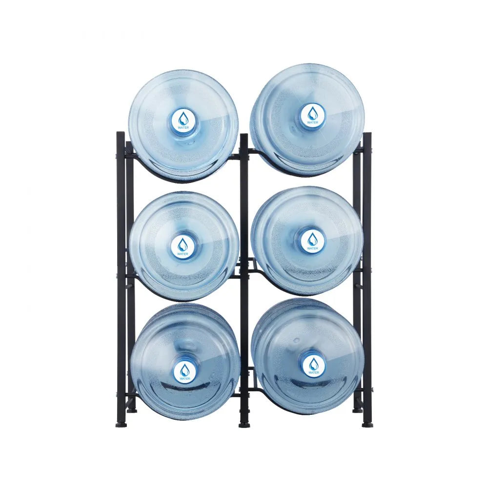 VEVOR 3 Tiers Water Jug Holder Double Row Water Bottle Rack for 6 Bottles Black