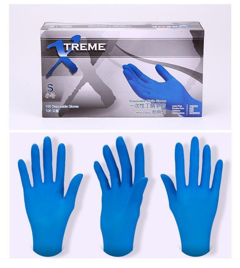Dark Blue Nitrile Gloves 100 Pack – Powder-Free Pitted Disposable Gloves for Food, Medical & Industrial Use