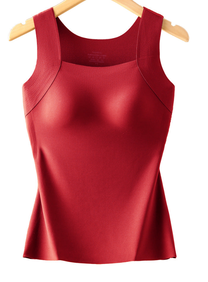 Women's Seamless Thermal Vest – Built-In Bra, Nylon, S–6XL | Multiple Colours