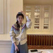 Thickened Jacquard button Knitted Sweater for Women Autumn And Winter