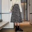 Women High waist Leopard color Midi Skirt