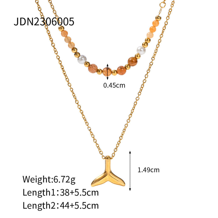 Stainless Steel Shell & Starfish Beach Necklace – Electroplated Clavicle Chain for Women (14 Styles)