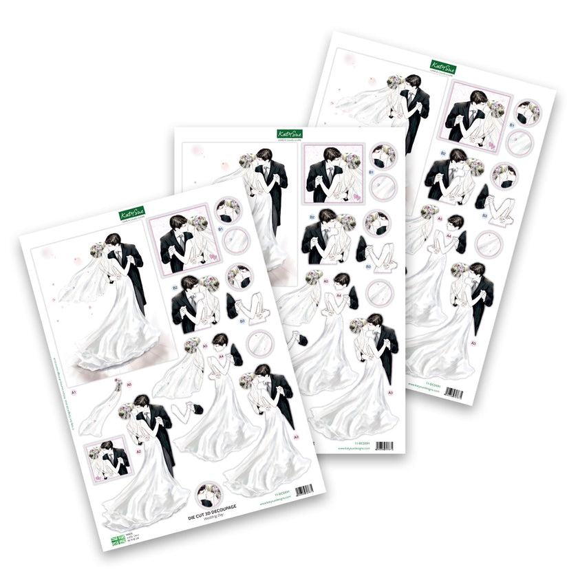 Die Cut Decoupage – Wedding Day (Pack Of 3)
