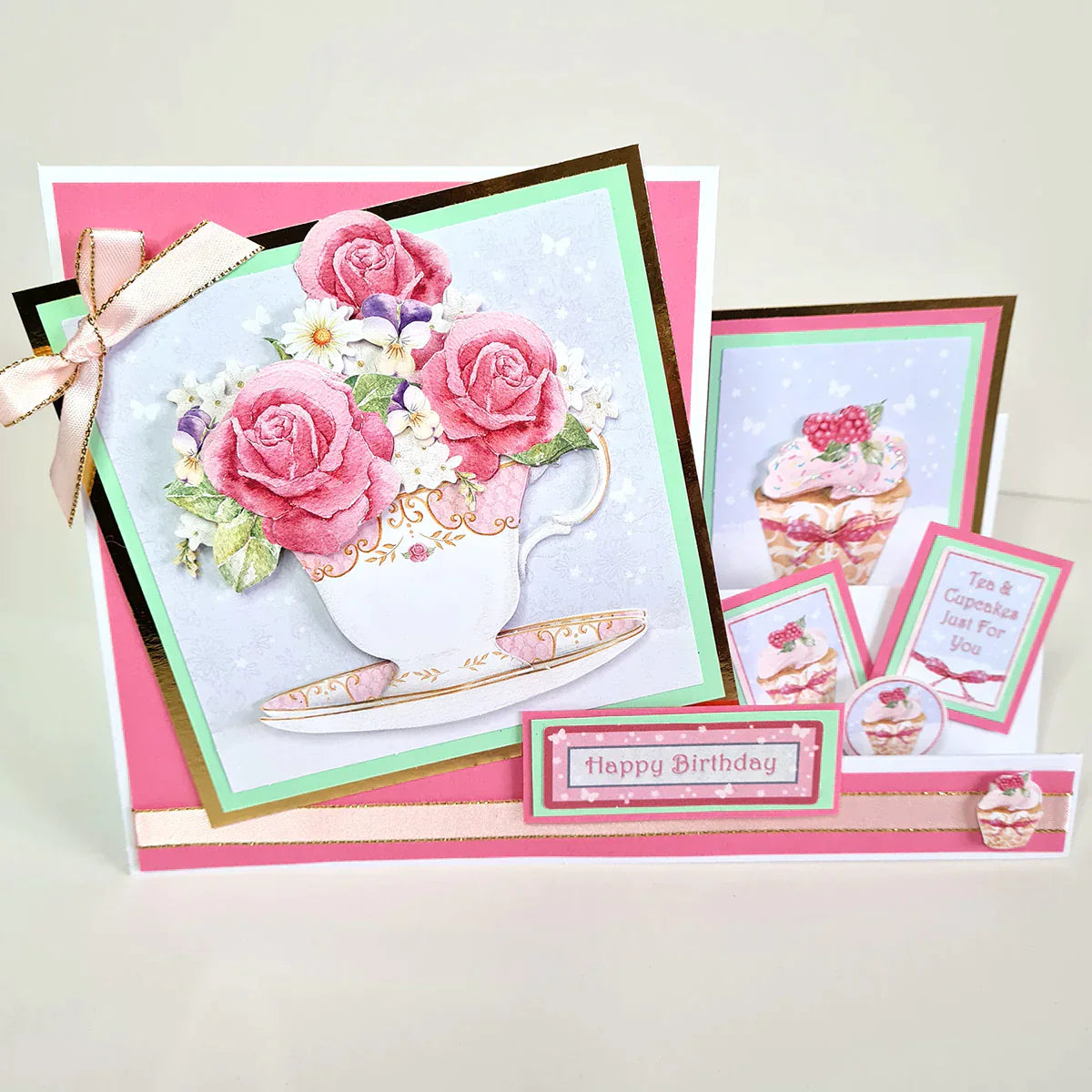 Die Cut Decoupage - Birthday Cake and Flowers (Pack Of 12)