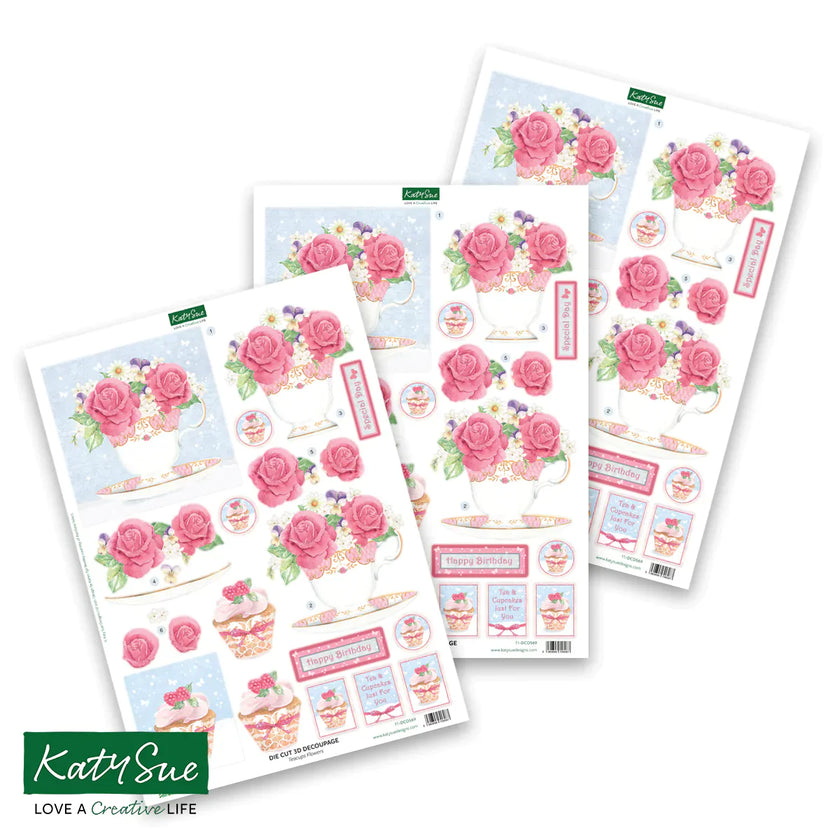Die Cut Decoupage - Birthday Cake and Flowers (Pack Of 12)