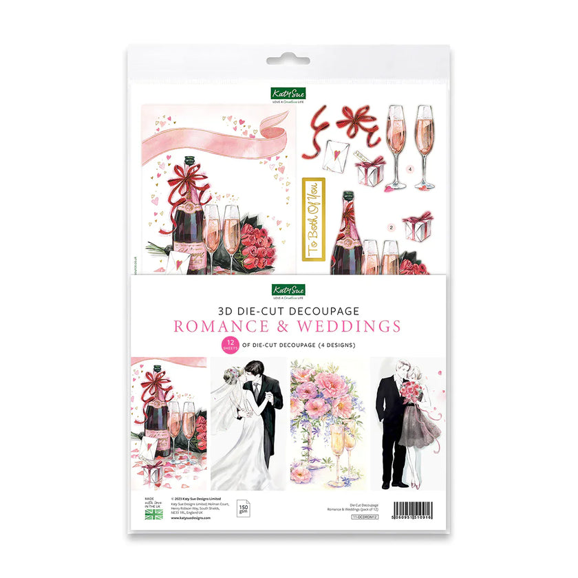 Die Cut Decoupage - Romance and Weddings (Pack Of 12)