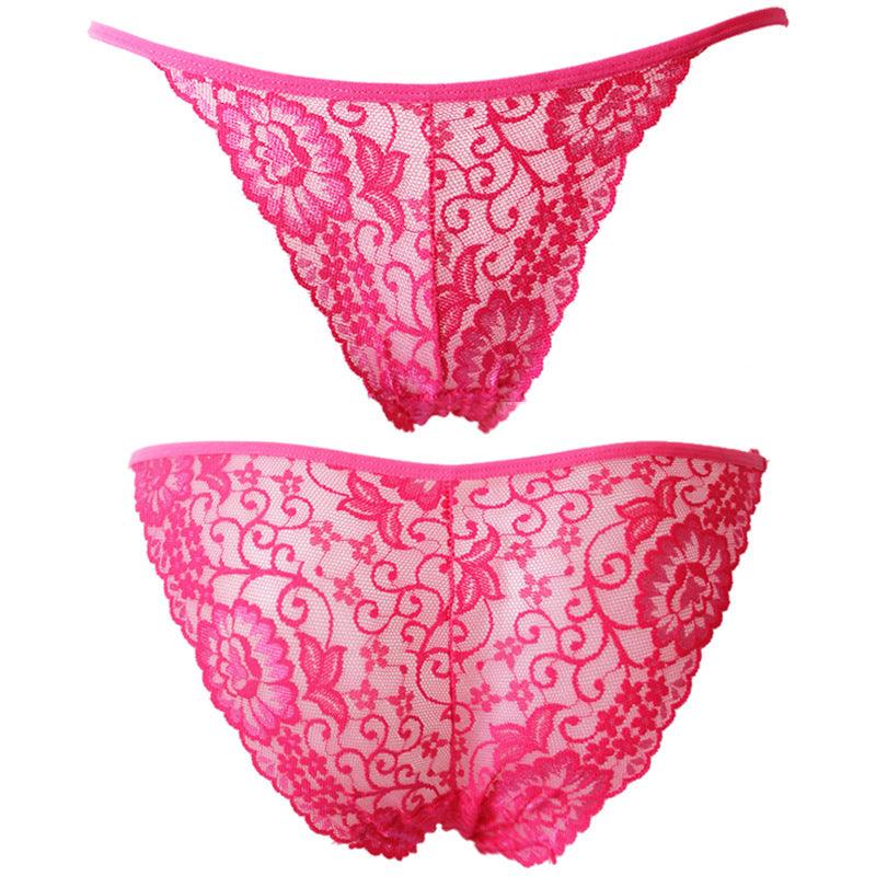 Women's Lace Jacquard Low-Waist Briefs Traceless Hip-Lifting Hollow Floral