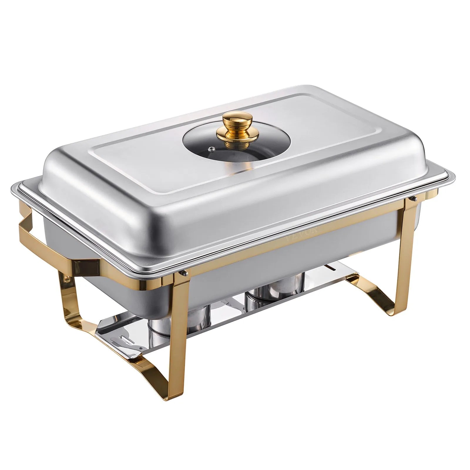 VEVOR 8 Qt 4 Pack Rectangle Chafing Dish Buffet Set Fullsize Pan Stainless Steel