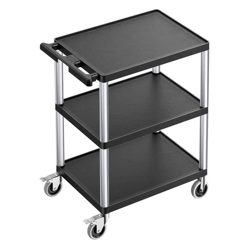 VEVOR 3-shelf Utility Cart 300 lbs 27.6 x 18.1-inch Service Cart with Wheels