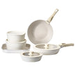VEVOR 17 Piece Pots and Pans Set Granite Nonstick Kitchen Cookware White