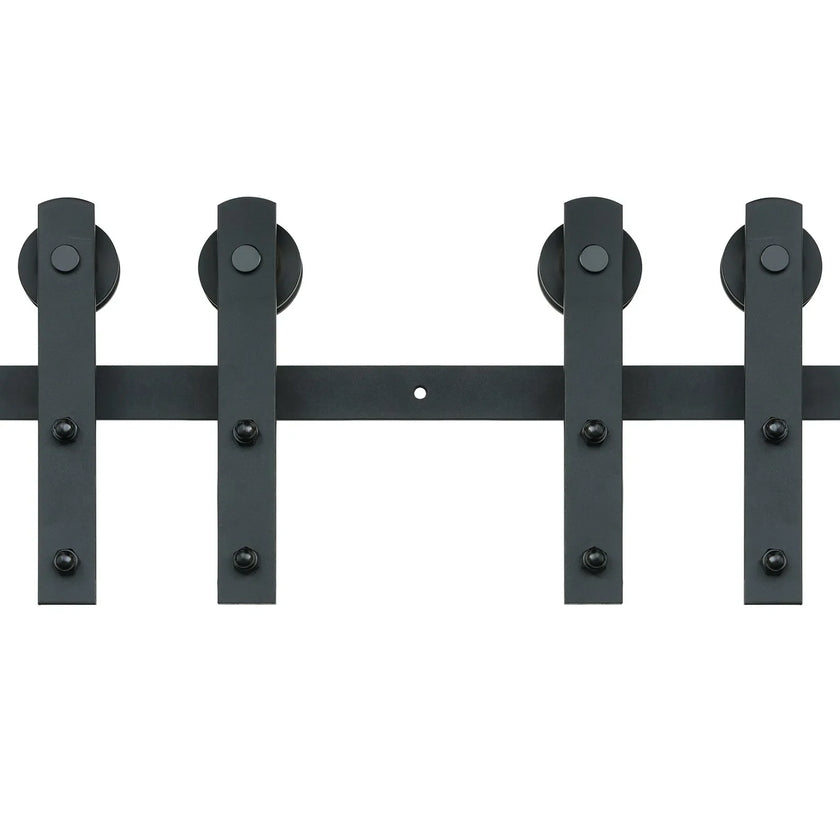 VEVOR 8FT Sliding Barn Door Hardware Kit, 330LBS Heavy Duty Barn Door Track Kit for Double Doors, Fit 3.7-4.3FT Total Wide and 1.3