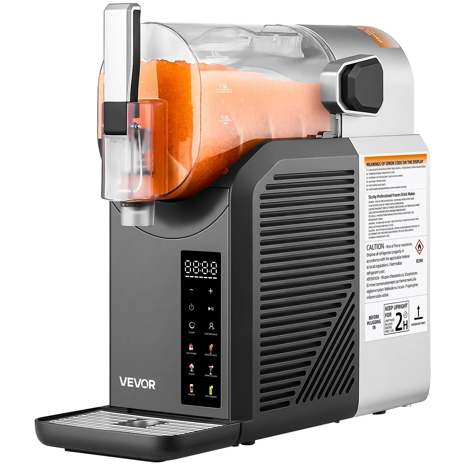 VEVOR 2L Slushy Machine No Ice Needed Frozen Drink Maker 6 Preset Programs Home