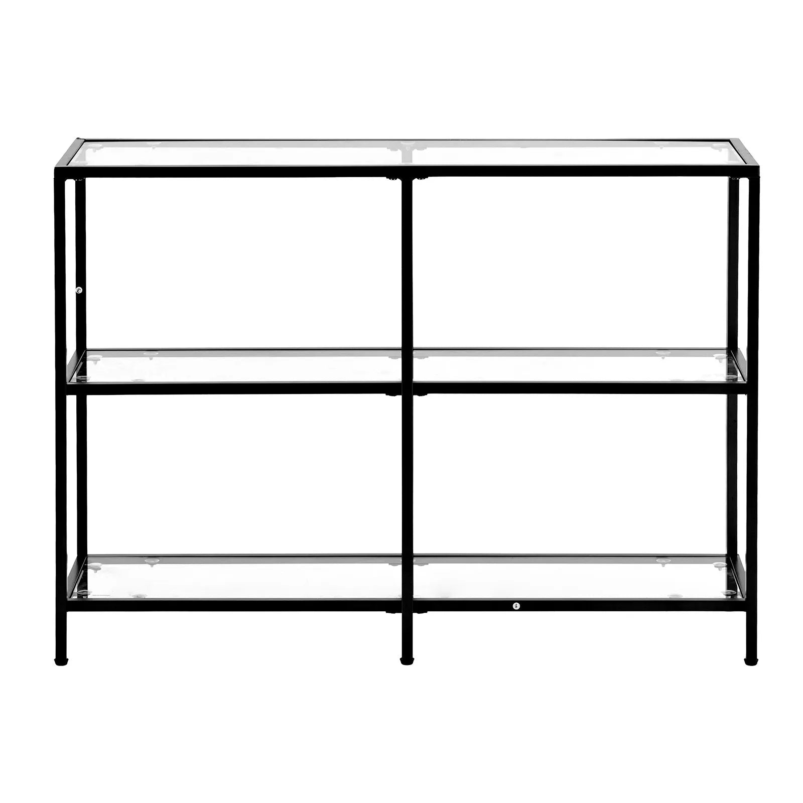 VEVOR 3-Tier Glass Console Table Rectangle Sofa Side Table with Anti-Tip Black