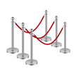 VEVOR 6 Pcs Silver Stanchion Post 3 Red Velvet Ropes Sand Injection Hollow Base