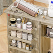 Sewing Machine Cabinet, Folding Sewing Table with Storage Shelf, Bins and Lockable Wheels for Small Space, Grey