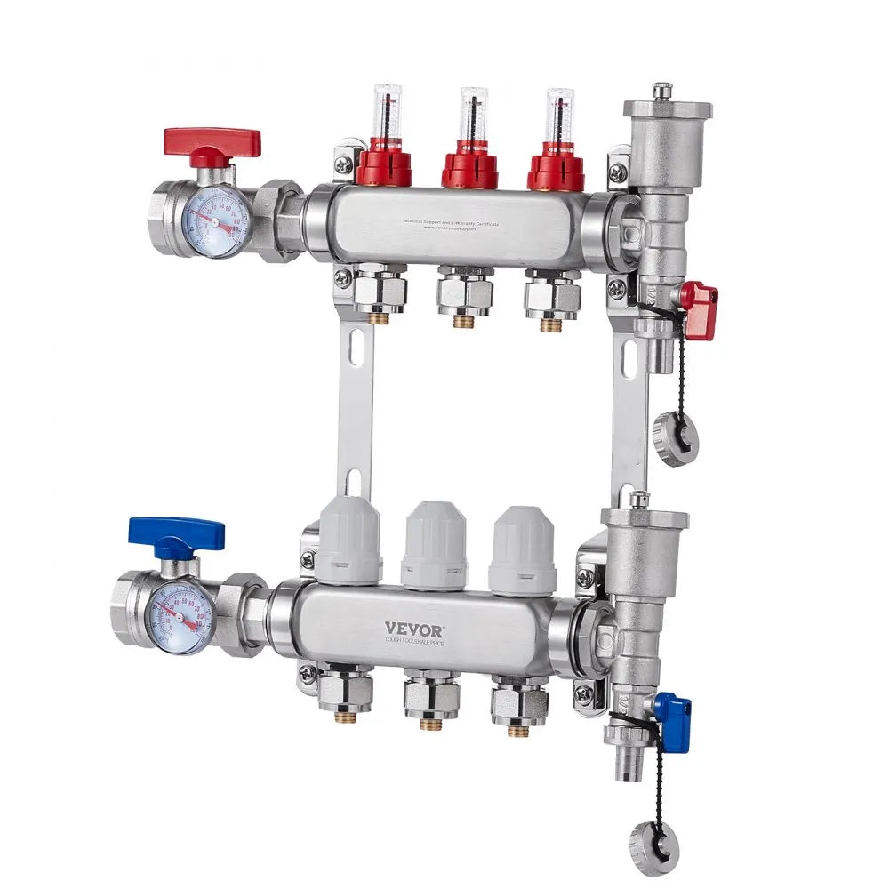 VEVOR 3-Branch Radiant Heat Manifold 1/2