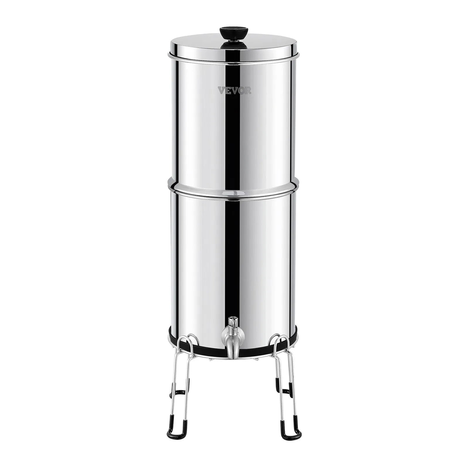 VEVOR 2.25G Gravity-fed Water Filter Countertop System Stainless Steel 2 Filters