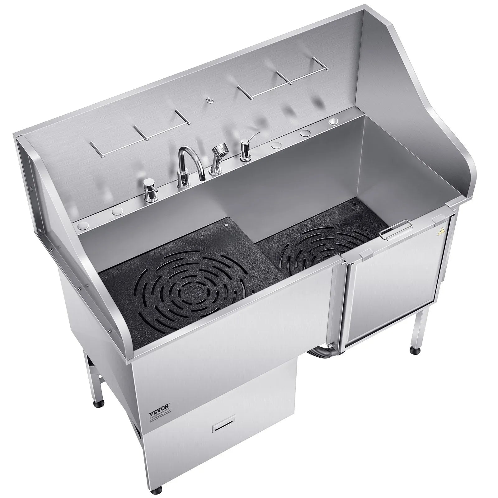 VEVOR 61 Inch Dog Grooming Bath Tub Stainless Steel w Ramp Water Filter
