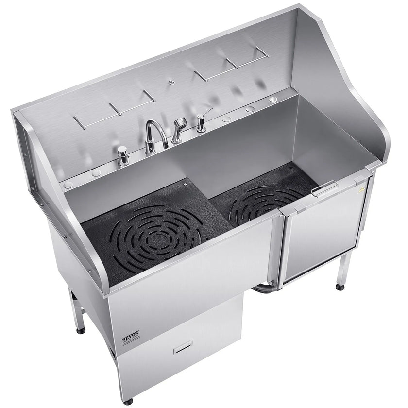VEVOR 61 Inch Dog Grooming Bath Tub Stainless Steel w Ramp Water Filter