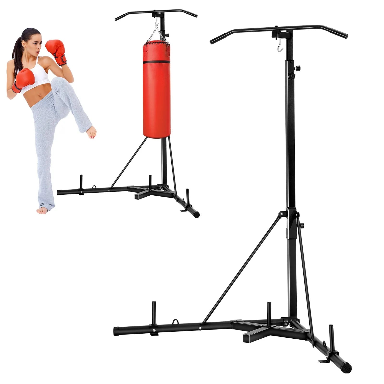VEVOR 2 in 1 Heavy Duty Punching Bag Frame Boxing Punching Fitness Stand Steel