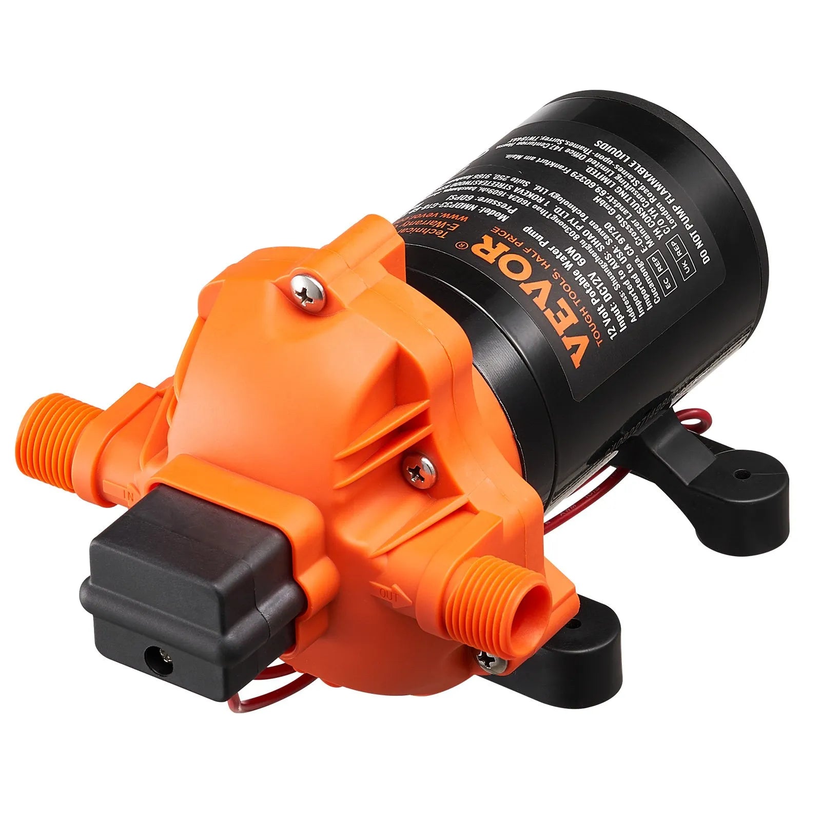 VEVOR 12V Diaphragm Pump 1.8GPM 6.81 L/min 3-Chamber Water Pump Pressure Switch