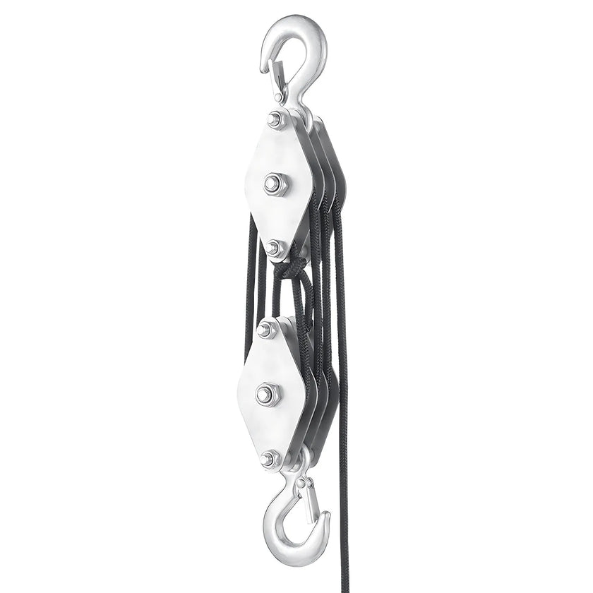 VEVOR 100 ft Rope Hoist Pulley Wheel Block and Tackle Puller 5:1 Ratio 4400 lbs