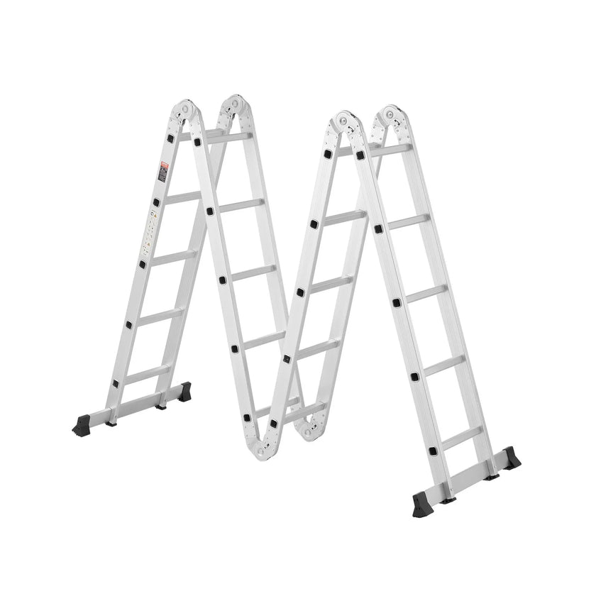 VEVOR Multi-Purpose Folding Ladder 7-in-1 5 Step 19ft Reach Height Metal