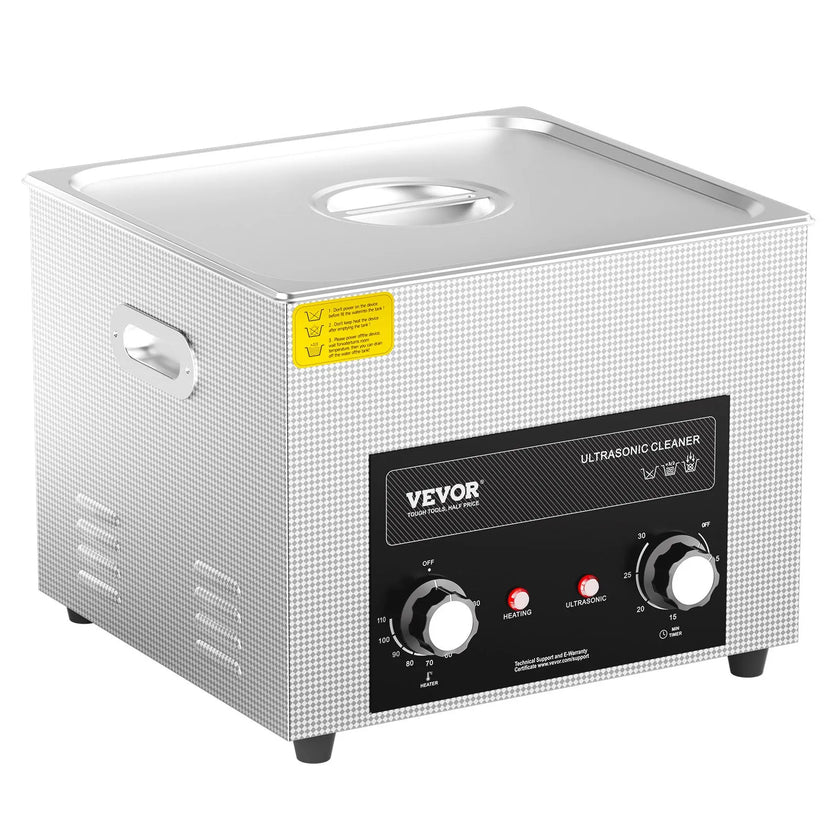 VEVOR 15L Ultrasonic Cleaner with Digital Timer&Heater Professional Ultrasonic Cleaner 40kHz Advanced Ultrasonic Cleaner 110V for Wrench Screwdriver Repairing Tools Industrial Parts Mental Cleaning