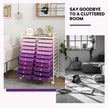 20 Drawers Rolling Storage Cart Studio Organizer-Purple