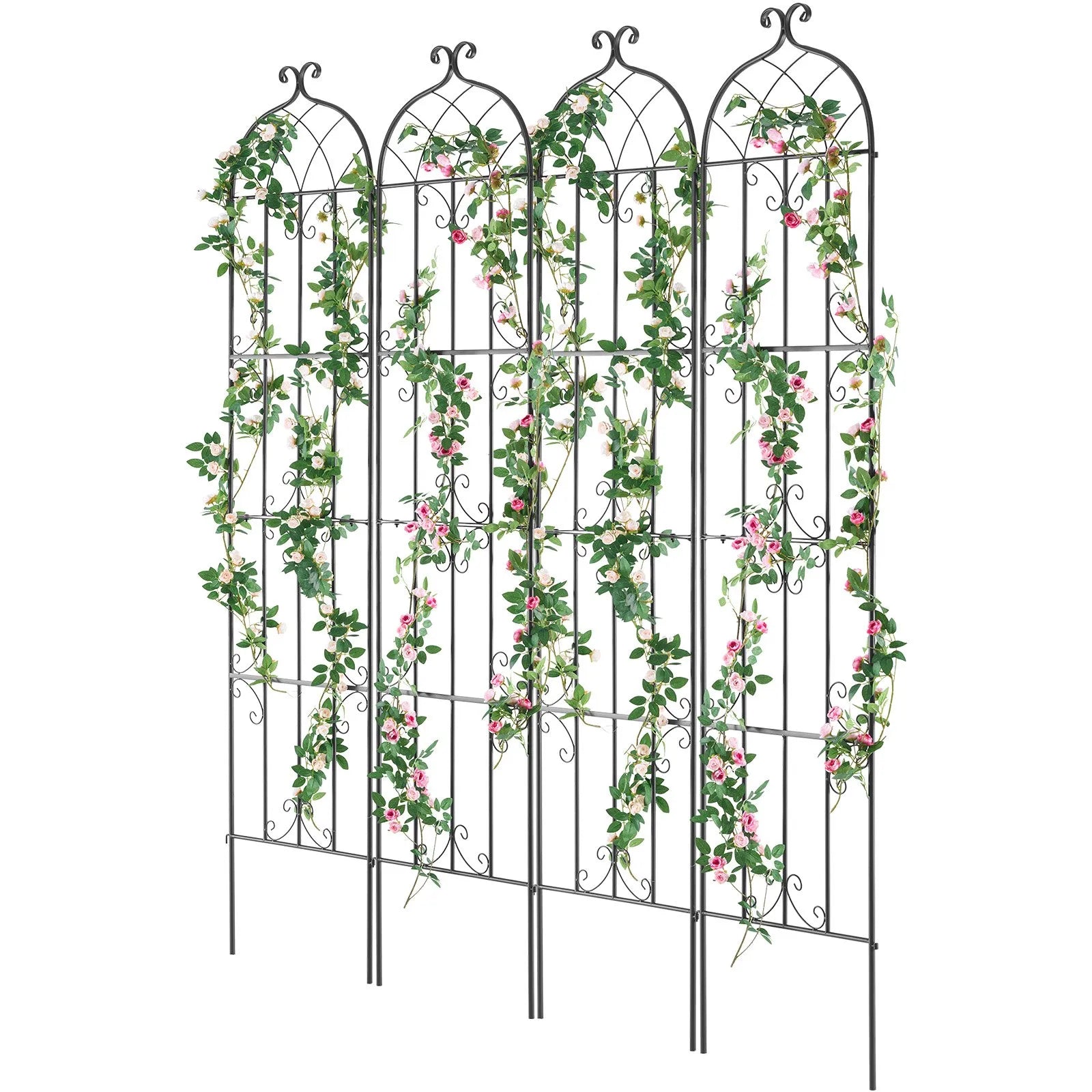 VEVOR 4 Packs Metal Garden Trellis for Climbing Plant Support 87x20 in Rustproof