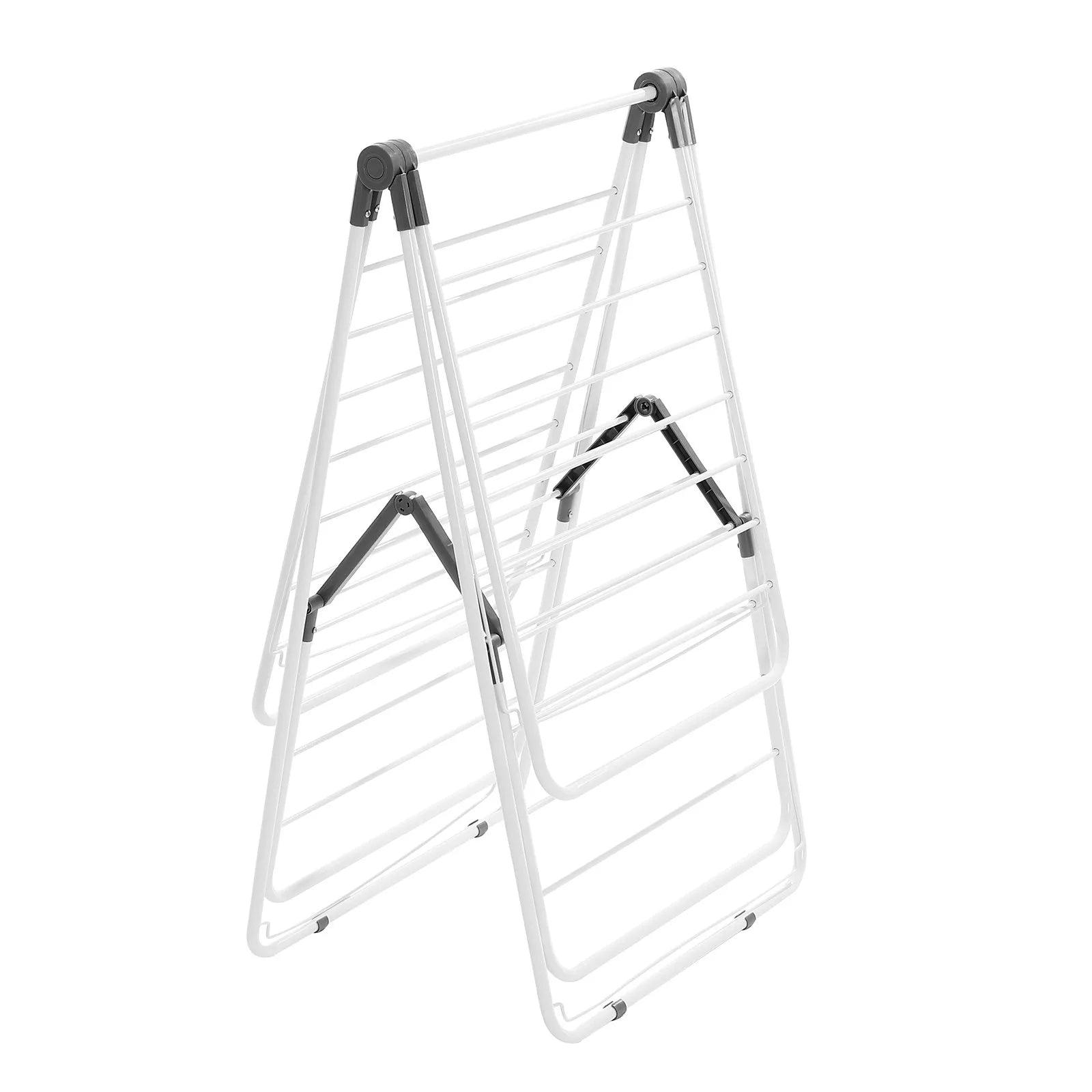 VEVOR 2-Tier Foldable Clothes Drying Rack with Sock Clips & 31 Drying Rods White