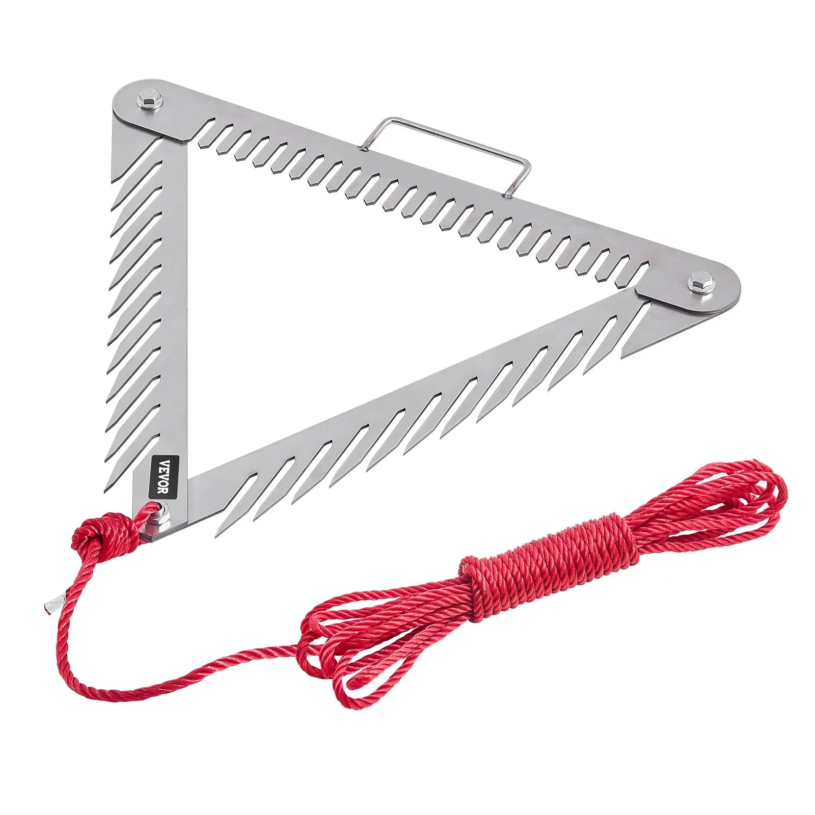 VEVOR 24in Aquatic Weed Rake 3-Sided Foldable Lake Weed Rake Handle 30ft Rope