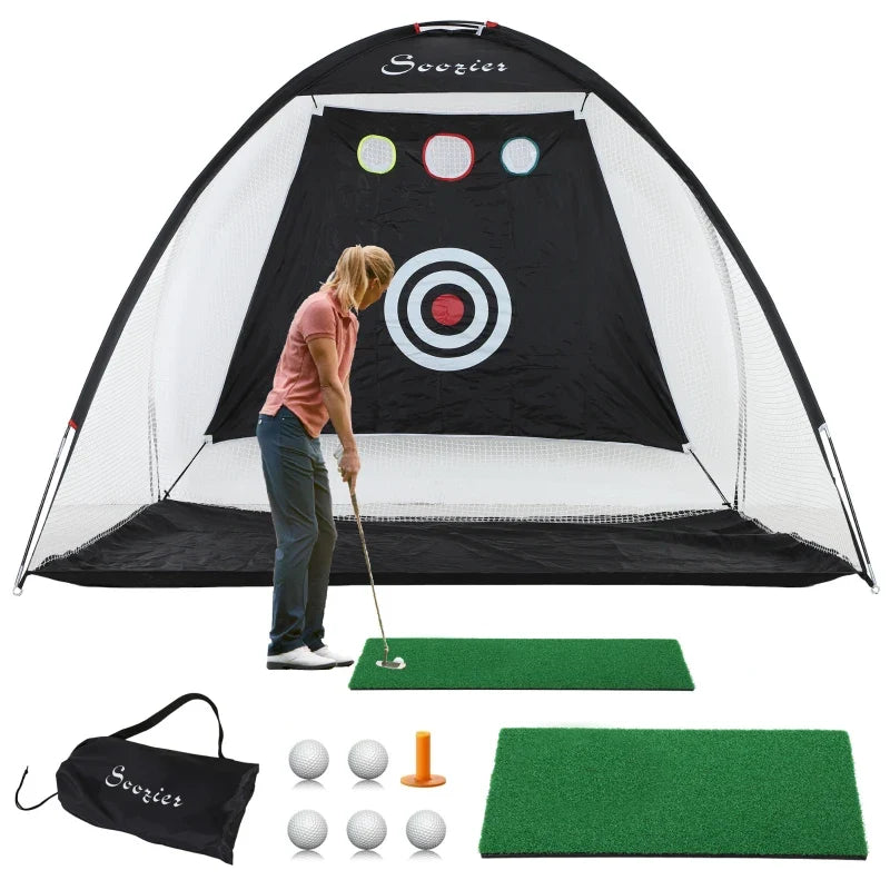 Soozier Golf Net, 10 x 6ft Golf Practice Net for Backyard Driving, Multi-Target Golf Hitting Net, Indoor, Outdoor