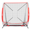 VEVOR 5x5 ft Baseball Softball Practice Net, Portable Baseball Training Net for Hitting Batting Catching Pitching, Backstop Baseball Equipment with Bow Frame, Carry Bag, Strike Zone, Ball, Batting Tee
