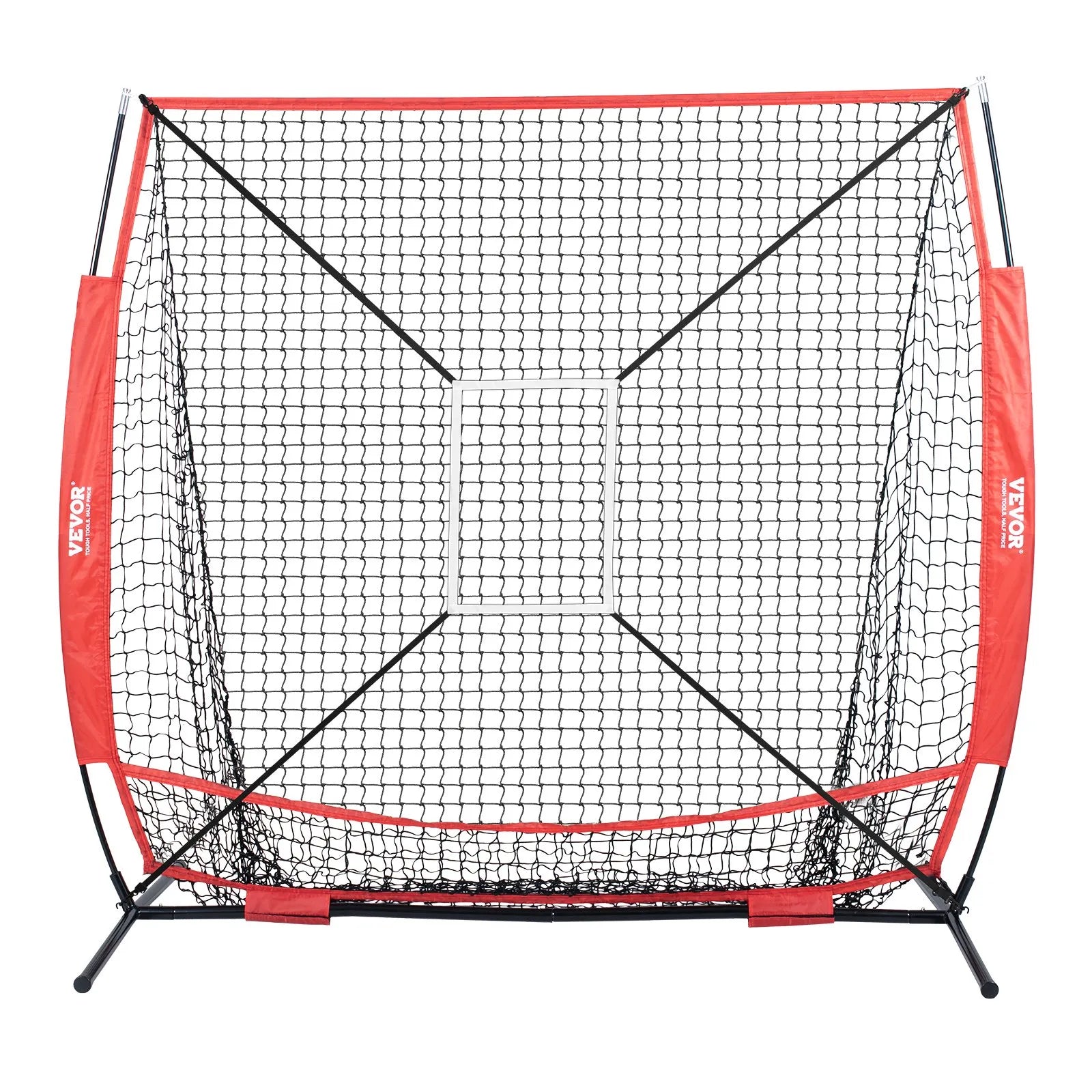 VEVOR 5x5 ft Baseball Softball Practice Net, Portable Baseball Training Net for Hitting Batting Catching Pitching, Backstop Baseball Equipment with Bow Frame, Carry Bag, Strike Zone, Ball, Batting Tee