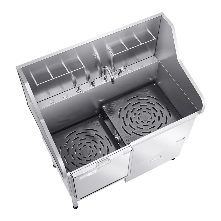 VEVOR 50 Inch Dog Grooming Bath Tub Stainless Steel w Ramp Faucet Left Door