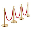 VEVOR 4 Pcs Gold Stanchion Post 3 Red Velvet Ropes Sand Injection Hollow Base